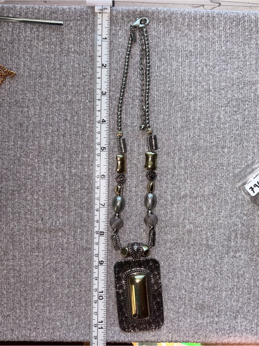 Vintage Chico’s signed gold tone & silver tone beaded adjustable necklace - Picture 5 of 7